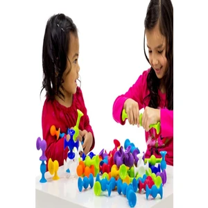 Vantuzlu Vakum Molekül 25 Parça Yapı Silikon Taşları Popit Duyusal Eğitici Oyuncak Squigz