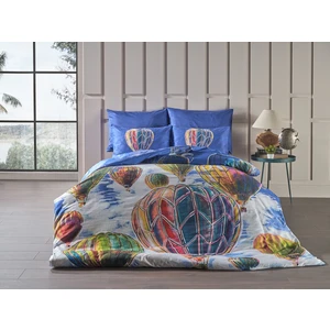 Doqu Home Kapadokya Balonları Tek Kişilik Saten Nevresim Takımı Skyblue