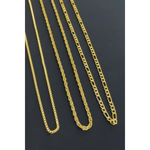 Trend Collection Altın Kaplama Burgu, Küp, Figaro 3'lü Kolye Set