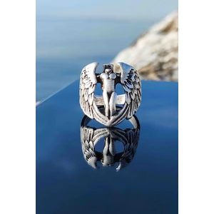 Trend Collection Antik Gümüş Kaplama Kanatlı Melek Ayarlanabilir Unisex Yüzük