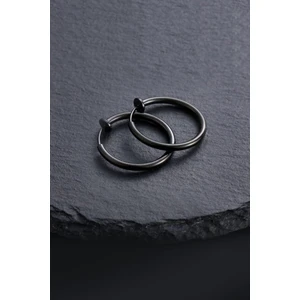 Trend Collection Unisex Siyah Cerrahi Çelik Deliksiz Fake Piercing Tragus Helix Küpe