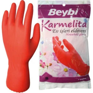 Karmelita Ev İşleri Eldiveni 8,5 Kırmızı 25 Paket