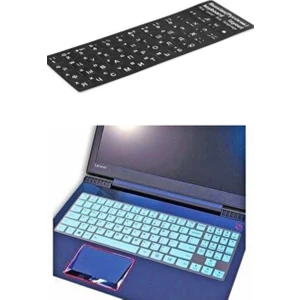 Emre Bilişim 15,6" Inc  Klavye Koruyucu Silikon  Şeffaf  1 Adet  + Rusça Sticker Klavye Tuş Takımı 2'li Set