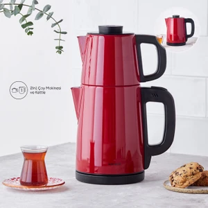 Karaca Tea Break Kırmızı Inox Çelik Su Isıtıcı & Çay Makinesi