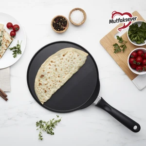 Mutfaksever Indüksiyon Tabanlı Biogranit Black Gözleme ve Krep Tava 26 cm