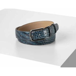 Rino Deri Rino 3,5 cm Klasik Dikişli  Deri Kemer Petrol Mavi