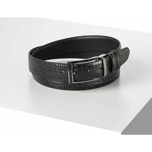 Rino Deri Rino 3.5 cm Erkek  Çift Taraflı Klasik Hakiki Deri Kemer Siyah-Siyah