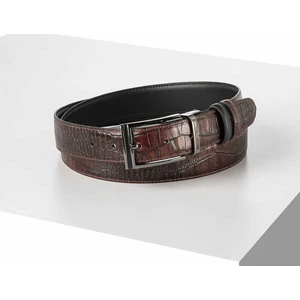 Rino Deri Rino 3.5 cm Erkek  Klasik Çift Taraflı Hakiki Deri Kemer Bordo-Siyah