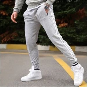 Erkek Gri Üç Şeritli Eşofman