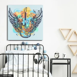Evine Moda Gitar Melek Kanadı Tek Parça Kare 65X65 cm Kanvas - Canvas Tablo