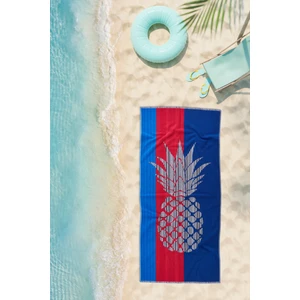 Cotton Therapy Ananas Mavi 72 x 150 cm Plaj Deniz Havuz Havlusu  Pamuklu Jakarlı Iplik Boyalı