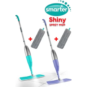 Shiny Sprey Mop Very Peri-Yeşil 2'li + Yedek Mop Bez 2'li Temizlik Seti