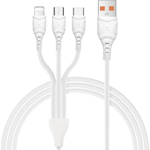 Zuocı Z-100 Şarj Kablosu Üçlü iPhone Mikro Type-C 1mt Beyaz