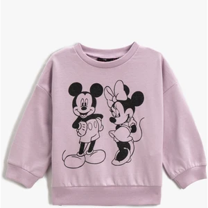 Mickey And Minnie Mouse Baskılı Lisanslı Sweatshirt Pamuklu