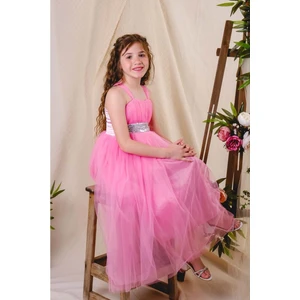 Mnk Baby Sırt Gipeli Tüllü Kız Çocuk Saten Abiye