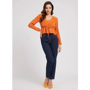 Yüksek Bel Düz Paça Relaxed Koyu Lacivert Kadın Denim Pantolon W2YA21D4NH4AUDA