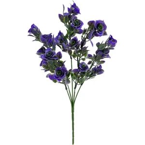 Yapay Çiçek Plastik Mor Mini Gül Demeti Garnitür Aradal Dekoratif Yapay Bitki