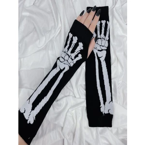 Daily Fashion Düz Siyah Kesik Parmak Iskelet Kolluk
