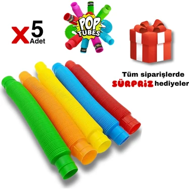 Shopist 5 Adet Pop Tube Duyusal Oyuncak Fidget Push Bubble  Zihinsel Eğitici Oyuncak