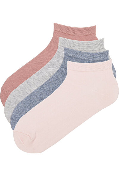 Penti Pembe - Çok Renkli Basic 4lü Patik Çorap
