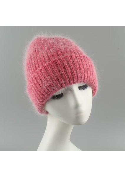 Yeni Uzun Saçlı Angora Örme Şapka Kadın Kalınlaşmış Kıvrılmış Sıcak Şapka Beanie Kadınlar 2021