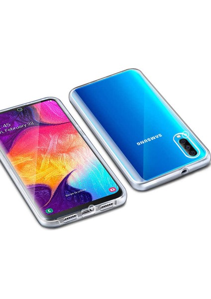 Samsung Galaxy A50 Kılıf Ön Arka 360 Koruma Şeffaf Silikon