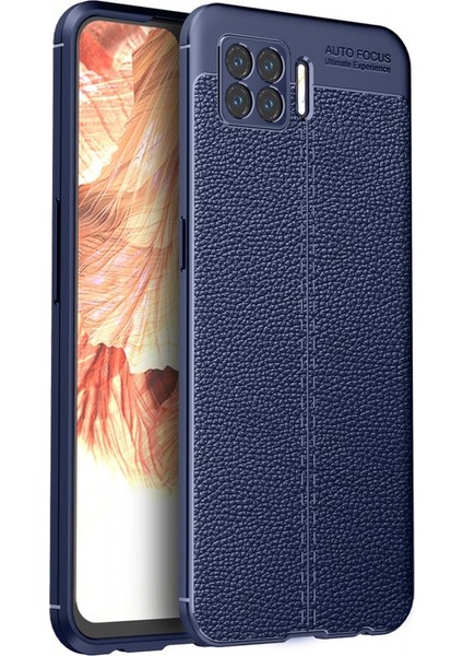 Oppo A73 Kılıf Niss Derili Silikon Lacivert