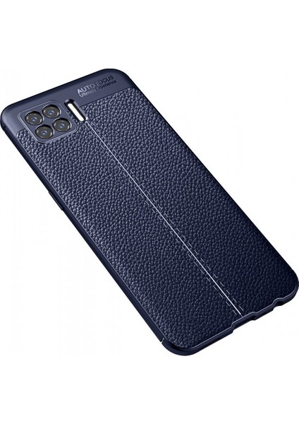 Oppo A73 Kılıf Niss Derili Silikon Lacivert