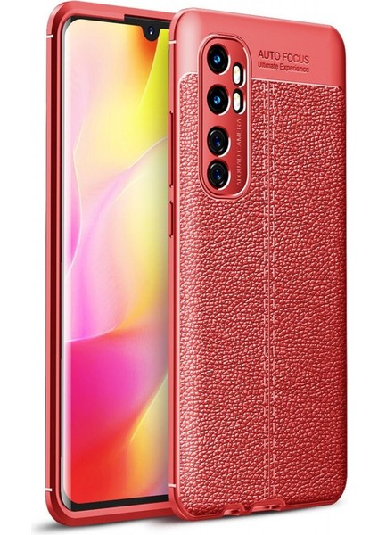 Xiaomi Mi Note 10 Lite Kılıf Niss Derili Silikon Kırmızı