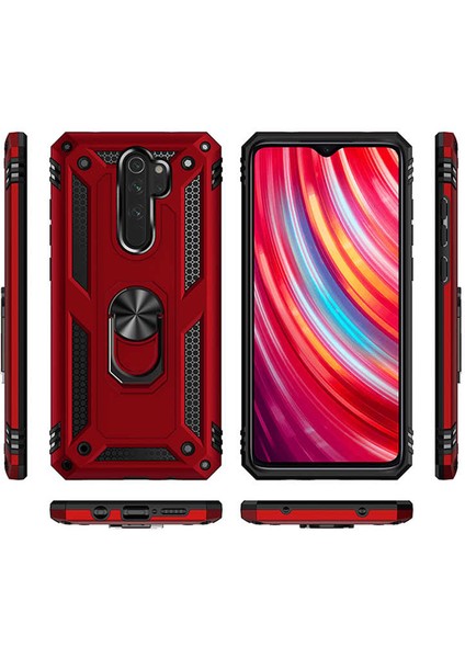 Xiaomi Redmi Note 8 Pro Kılıf Vega Standlı Yüzüklü + Ekran Koruyucu Nano