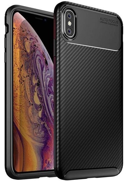 Apsuwa Apple iPhone Xs Max Karbon Görünüm Negro Silikon Kılıf