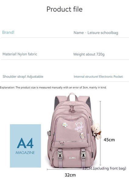 Çok Bölmeli Büyük Kapasiteli Sırt Çantası - Pembe (Yurt Dışından) fiyatları