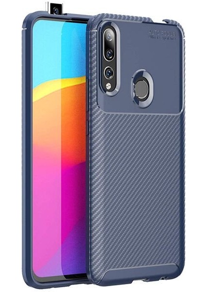 Huawei Y9 Prime 2019 Karbon Görünüm Negro Silikon Kılıf + Ekran Koruyucu Nano