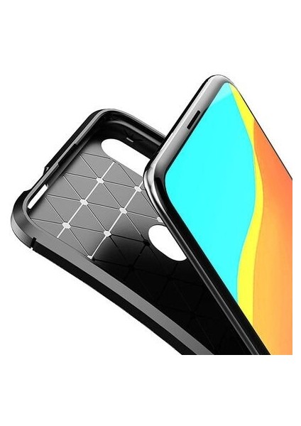 Huawei Y9 Prime 2019 Karbon Görünüm Negro Silikon Kılıf + Ekran Koruyucu Nano