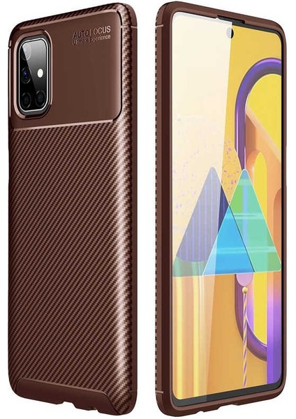 Samsung Galaxy M51 Karbon Görünüm Negro Silikon Kılıf + Ekran Koruyucu Nano