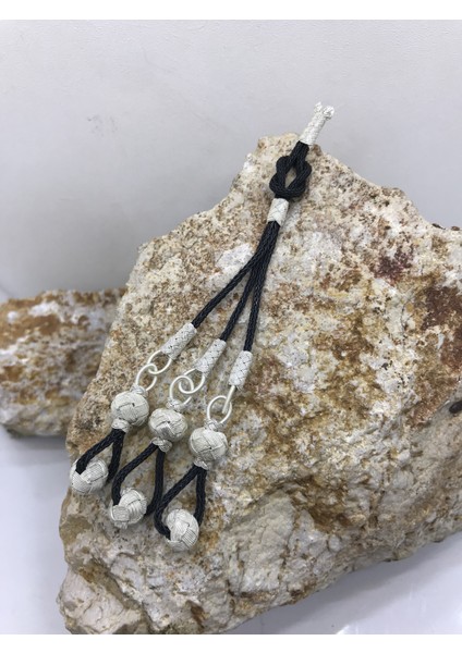 Gümüş Kombin Gemici Düğümü Üçlü Gümüş Tesbih Püskülü