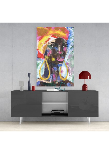Küpeli Kadın Cam Tablo - 72X46 cm fırsatları