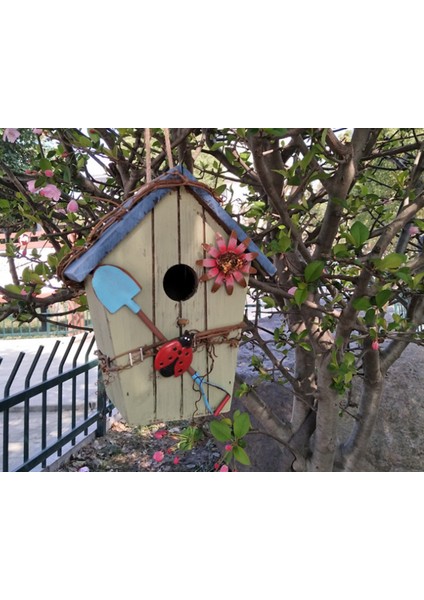 Ahşap Kuş Evi Chalet Kuş Bahçe Dekorasyon Açık Kuş Kafesi Vintage Kolye El Sanatları Asılı Dış Kafesler Için Kuş Evleri #y | Kuş Kafesleri ve yuvalar