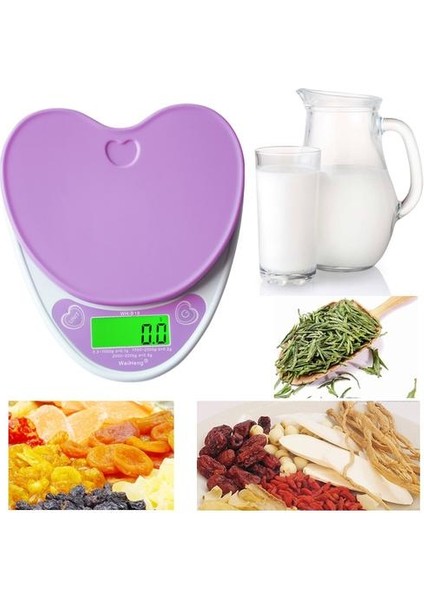 Yüksek Hassasiyetli Üç Hassas Mutfak Ölçekleri LCD Dijital Ölçek Arka Işık Kalp Şeklinde Gıda Elektronik Ölçekli fiyatları