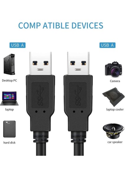 PX-USB05 0.5 Metre USB To USB Kablo, Notebook Soğutucu Kablosu, Kısa USB Kablo