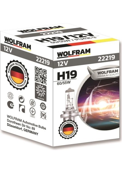 22219 H19 Far Ampulü Tırnaklı 60/55W 12 Volt Yeni Nesil