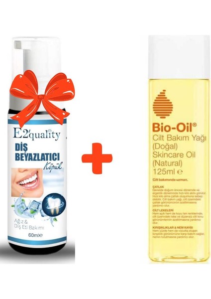 E2'quality Diş Köpük + Bio Oil Natural Cilt Bakım Yağı 125 ml