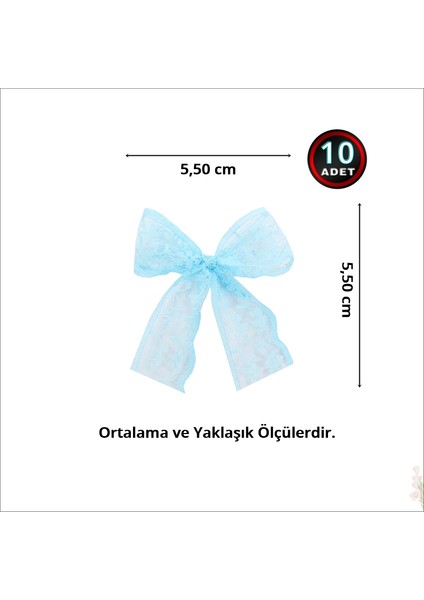 Süsle Bebek ve Parti Güpür Dantel Fiyonk, 5,5 cm - Mavi