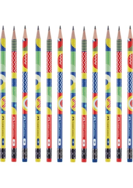 Faber Castell Pattern Silgili Kurşun Kalem 2b 12 Adet
