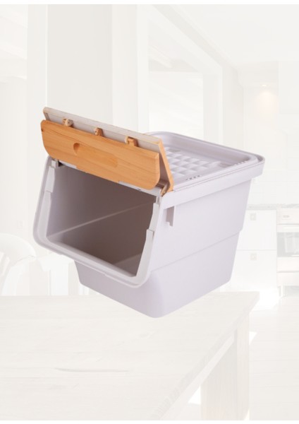 Jet’s Home Tekli Bambu Organizer Kutu Tekerlekli Patateslik Soğanlık Sepet 12 Lt