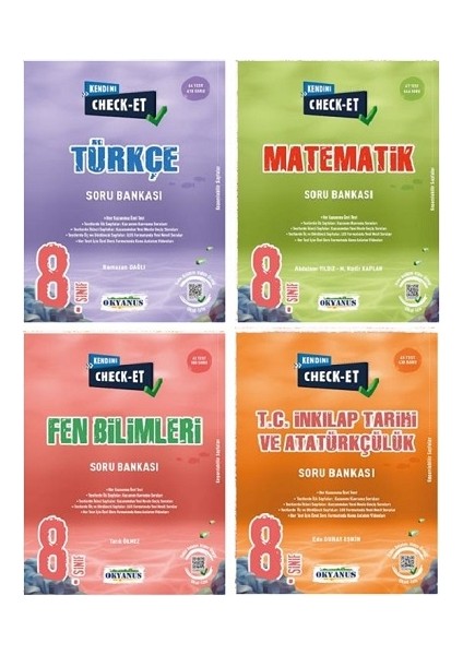 8. Sınıf Kendini Check - Et Türkçe+Matematik+Fen Bilimleri+İnkılap Tarihi Soru Bankası Seti