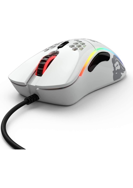 Model D Kablolu Parlak Beyaz RGB Oyuncu Mouse 69Gr