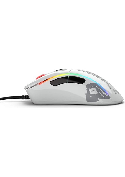 Model D Kablolu Parlak Beyaz RGB Oyuncu Mouse 69Gr