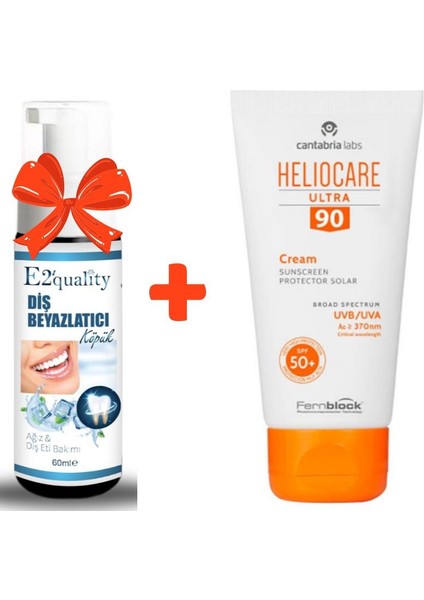 Spf 90 Krem 50 ml Güneş Kremi + E2'quality Diş Beyazlatıcı Köpük