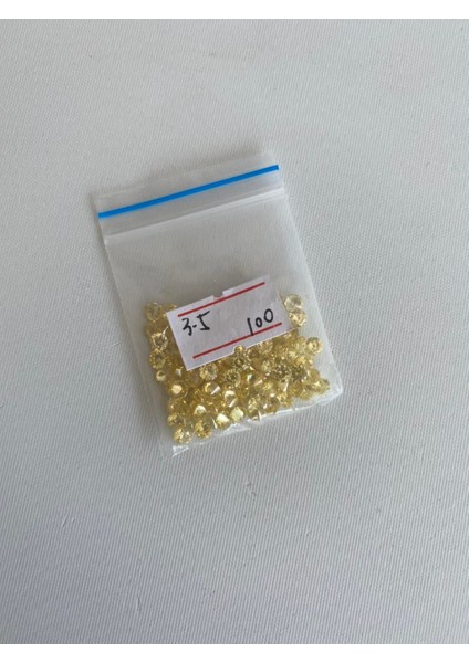 Yuvarlak Kesim Sentetik Taş 3,5mm 100 Adet Sarı